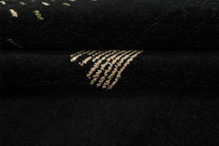 8x11 Black, Ivory, Sage Color Hand Knotted Gabbeh Wool Modern & Contemporary Oriental Rug