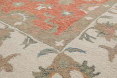 LoomBloom Multi Size Orange Hand Hooked Wool Rug Featuring a Transitional Agra Design