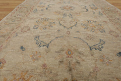 LoomBloom 3'x5' Hand Knotted Beige Wool Afghan Transitional Oushak Design Oriental Area Rug