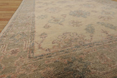 LoomBloom 3'x5' Hand Knotted Ivory Wool Afghan Transitional Oushak Pattern Oriental Area Rug