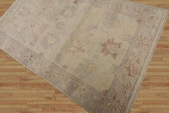 LoomBloom 3'x5' Hand Knotted Ivory Wool Afghan Transitional Oushak Design Oriental Area Rug