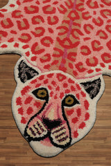 LoomBloom 3'x5' Ivory Red Hand-Tufted Tiger Stripe Wool Modern Oriental Area Rug
