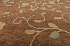 9x12 Brown, Beige, Blue Color Hand Knotted All-Over 100% Wool Transitional Oriental Rug