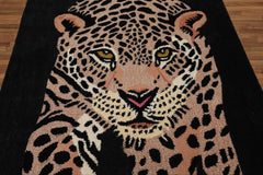 LoomBloom 3'x5' Charcoal Hand-Tufted Jaguar Pattern Wool Modern Oriental Area Rug