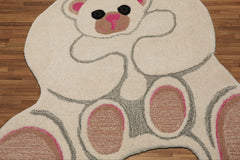 LoomBloom 3'x5' Ivory Hand-Tufted Bear Design Wool Modern Oriental Area Rug