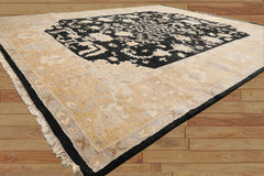 8x10 Black, Caramel, Taupe Color Hand Knotted Oushak Wool Traditional Oriental Rug