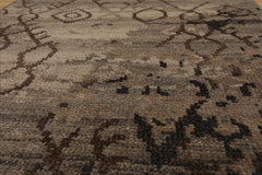 Runner Taupe, Gray, Beige Color Hand Knotted Oushak Wool Modern Oriental Rug