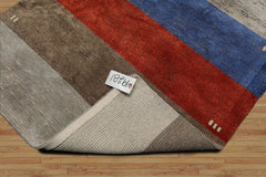 3x5 Gray, Blue, Teracotta Color Hand Knotted Tibetan Wool and Silk Modern Oriental Rug