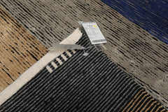 3x5 Gray, Blue, Teracotta Color Hand Knotted Tibetan Wool and Silk Modern Oriental Rug