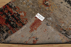 3x5 Gray, Rust, Moss Color Hand Knotted Tibetan Wool and Silk Modern Oriental Rug