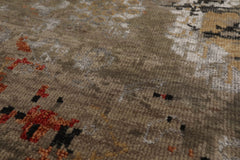 3x5 Gray, Rust, Moss Color Hand Knotted Tibetan Wool and Silk Modern Oriental Rug