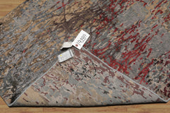 3x5 Gray, Blue, Coral Color Hand Knotted Tibetan Wool and Silk Modern & Contemporary Oriental Rug