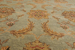 8x10 Aqua, Tan, Rust Color Hand Knotted All-Over 100% Wool Traditional-Persian/Oriental Oriental Rug