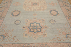 9'x12' Pale Aqua Afghan Oushak Wool Oriental Area Rug, Hand Knotted, Traditional Style