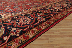 9x12 Rusty Red, Charcoal, Ivory Color Hand Knotted All-Over 100% Wool Traditional Oriental Rug