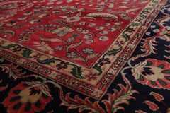 8x10 Rose, Navy, Green Color Hand Knotted All-Over 100% Wool Traditional-Persian/Oriental Oriental Rug
