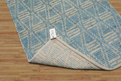 LoomBloom Blue 3'x5' Afghan Moroccan Modern Contemporary Tribal Hand Knotted Wool Oriental Area Rug