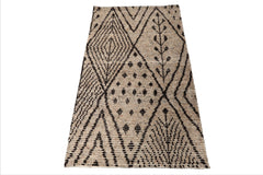 LoomBloom Beige 3'x5' Afghan Moroccan Modern Contemporary Tribal Hand Knotted Wool Oriental Area Rug