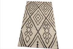 LoomBloom Beige 3'x5' Afghan Moroccan Traditional Tribal Hand Knotted Wool Oriental Area Rug