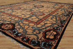 LoomBloom Multi Size Tan Hand Knotted Wool Arts and Crafts Stained Glass Oushak Oriental Area Rug