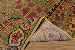 LoomBloom 8'x10 Sage Hand Knotted Wool Arts and Crafts Stained Glass Oushak Oriental Area Rug