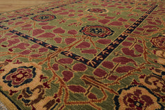 LoomBloom 8'x10 Sage Hand Knotted Wool Arts and Crafts Stained Glass Oushak Oriental Area Rug