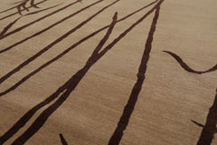 8x10 Camel, Brown, Color Hand Knotted All-Over 100% Wool Modern Oriental Rug