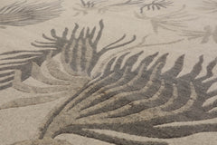 8x10 Oatmeal, Gray, Color Hand Knotted Floral 100% Wool Transitional Oriental Rug