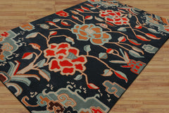 Multi Size Blue Orange Peach Color Hand Tufted Handmade Wool Transitional Oriental Rug