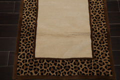 3x5 Ivory, Brown, Tan Color Hand Tufted Persian Oriental Area Rug 100% Wool Traditional Oriental Rug