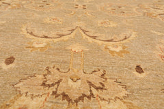 9x12 Gray, Beige, Gold Color Hand Knotted All-Over 100% Wool Traditional Oriental Rug