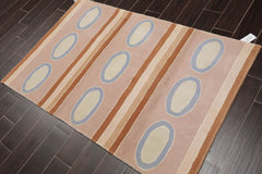 3x5 Pink, Brown, Blue Color Hand Tufted All-Over 100% Wool Contemporary Oriental Rug