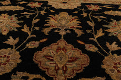 8x10 Black, Beige, Gold Color Hand Knotted All-Over 100% Wool Traditional Oriental Rug