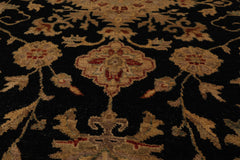 8x10 Black, Beige, Gold Color Hand Knotted All-Over 100% Wool Traditional Oriental Rug