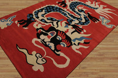 Multi Size Orange Coral Ivory Color Hand Tufted Pictorial Wool Transitional Oriental Rug