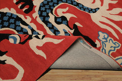 Multi Size Orange Coral Ivory Color Hand Tufted Pictorial Wool Transitional Oriental Rug