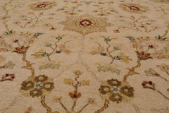 9x12 Beige, Pistacchio, Brown Color Hand Knotted All-Over 100% Wool Traditional Oriental Rug