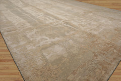 10x14 Beige, Gray, Tan Color Hand Knotted Sherpa Wool and Silk Modern Oriental Rug
