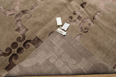 8x10 Gray, Taupe, Color Hand Loomed Tibetan Wool & Bamboo Silk Transitional Oriental Rug