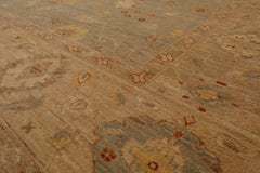 9x12 Aqua, Ivory, Rose Color Hand Knotted All-Over 100% Wool Traditional Oriental Rug