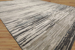 9x12 Ivory, Gray, Graphite Color Hand Knotted Sherpa Wool and Silk Modern Oriental Rug
