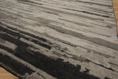 9x12 Ivory, Gray, Graphite Color Hand Knotted Sherpa Wool and Silk Modern Oriental Rug