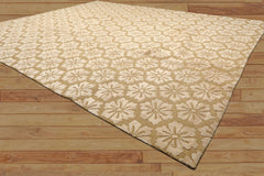 8x10 Tone on Tone Beige, , Color Hand Loomed Tibetan Wool & Bamboo Silk Transitional Oriental Rug