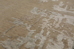 9x12 Beige, Tan, Blue Color Hand Knotted Sherpa Wool and Silk Modern Oriental Rug