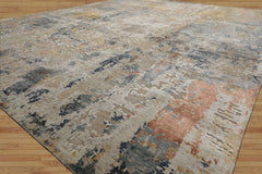 8x10 Beige, Gray, Slate Color Hand Knotted Sherpa Wool and Silk Modern Oriental Rug