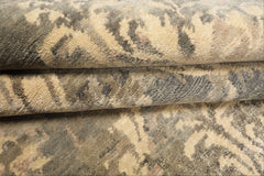 8' Square Beige, Gray, Taupe Color Hand Knotted Tibetan Wool Transitional Oriental Rug