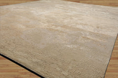 8x10 Beige, Tan, Muted Earth Tones Color Hand Knotted Sherpa Wool and Silk Modern Oriental Rug