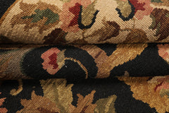 8x10 Black, Tan, Gold Color Hand Knotted Soumak Wool Traditional Oriental Rug