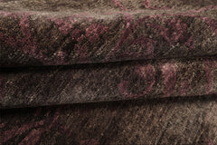 8x10 Greenish, Gray, Aubergine Color Hand Knotted Tibetan Wool Transitional Oriental Rug