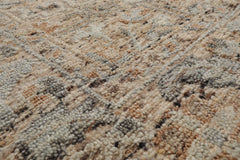 9x12 Beige, Tan, Brown Color Hand Knotted Embossed Look Wool and Silk Transitional Oriental Rug